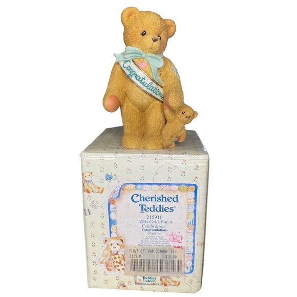 Cherished Teddies Bear "This Calls for a Celebration" Congrats Figurine 1997 - Picture 2 of 9